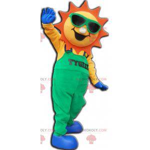 Sun mascotte vestito con una tuta verde - Redbrokoly.com