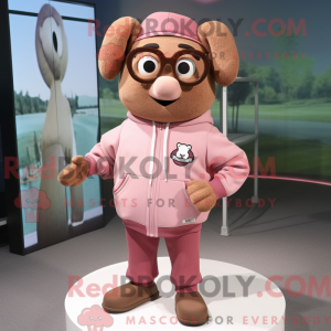 Brun Pink maskot kostume...