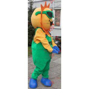 Sun mascot dressed in green overalls - Redbrokoly.com