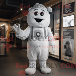 Silver Ghost maskotdräkt med overall och vantar - Spökmaskotar - REBROKO_231962 - RedBrokoly.com