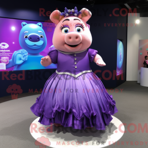 Purple Sow mascottekostuum...