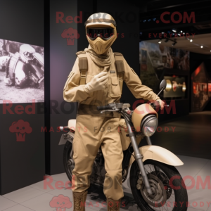 Beige Army Soldier maskot...