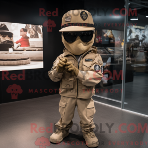 Beige Army Soldier maskot...