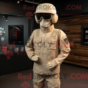 Beige Army Soldier maskot...