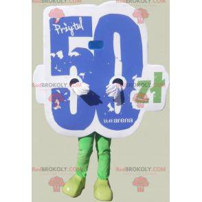 Mascotte nummer 50 blauw wit en groen - Redbrokoly.com