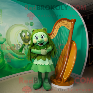 Grøn keltisk harpe maskot...