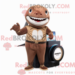 Brun Shark maskot kostume...