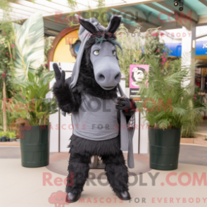 Fantasia de mascote de burro preto com calça e cachecóis - Burros mascotes - REBROKO_232131 - RedBrokoly.com