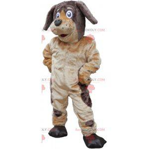 Mascotte de chien marron et beige doux et poilu - Redbrokoly.com