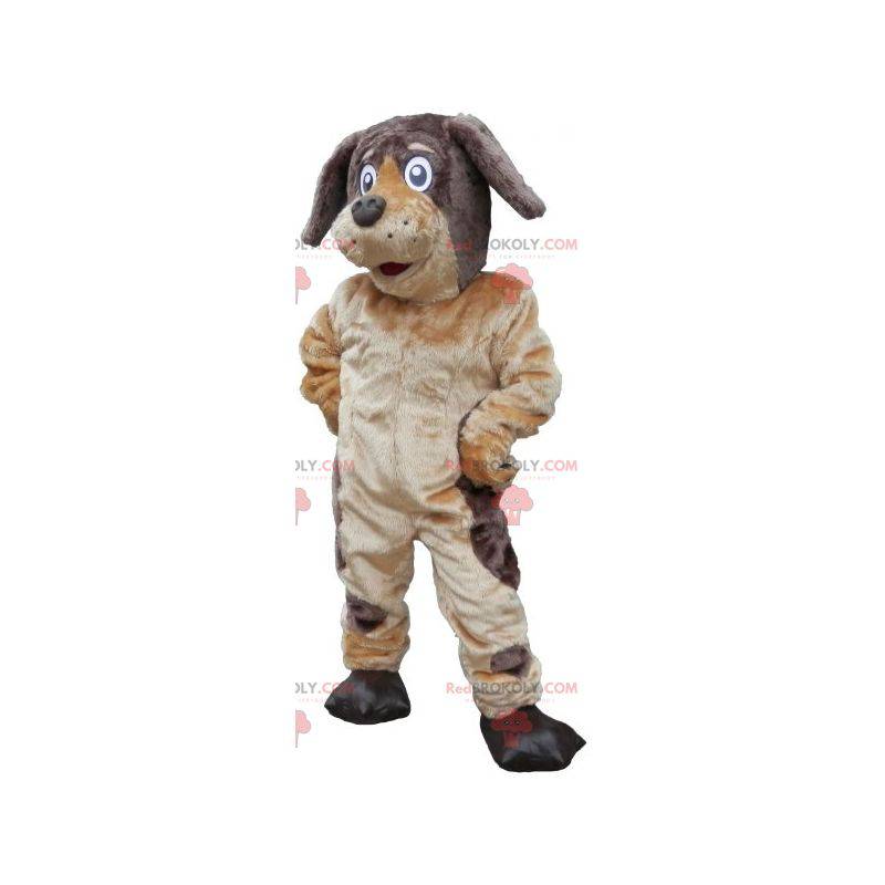 Mascotte cane marrone e beige morbida e pelosa - Redbrokoly.com