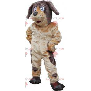 Blød og behåret brun og beige hundemaskot - Redbrokoly.com