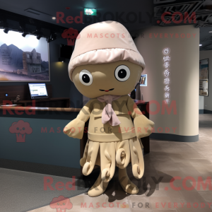 Beige Octopus maskot...