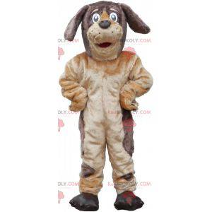 Mascotte de chien marron et beige doux et poilu - Redbrokoly.com