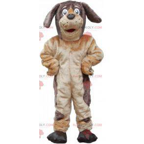 Mascotte cane marrone e beige morbida e pelosa - Redbrokoly.com