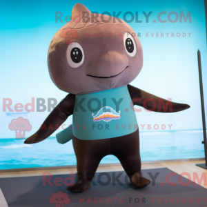 Brun Narhval maskot kostume...