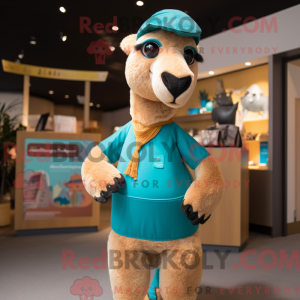 Teal Camel Maskottchen...