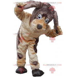 Mascotte cane marrone e beige morbida e pelosa - Redbrokoly.com