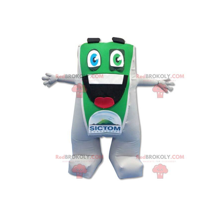 Mascotte de gros bonhomme vert et blanc - Redbrokoly.com