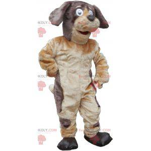 Mascotte cane marrone e beige morbida e pelosa - Redbrokoly.com