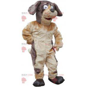 Mascotte cane marrone e beige morbida e pelosa - Redbrokoly.com