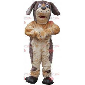 Blød og behåret brun og beige hundemaskot - Redbrokoly.com