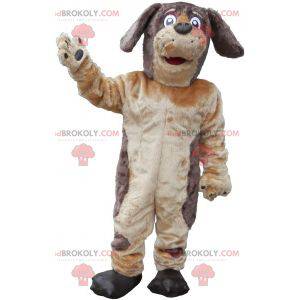 Mascotte cane marrone e beige morbida e pelosa - Redbrokoly.com