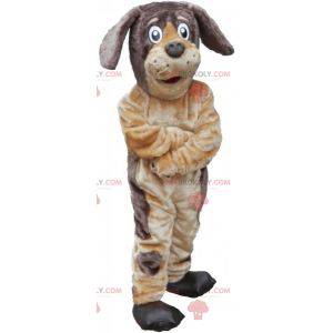 Mascotte de chien marron et beige doux et poilu - Redbrokoly.com