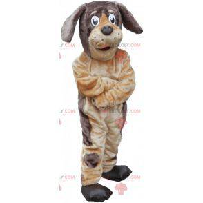 Mascotte de chien marron et beige doux et poilu - Redbrokoly.com
