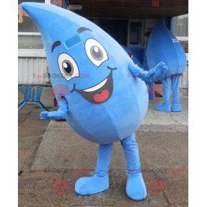 Mascotte de goutte d'eau géante et souriante. Costume de goutte