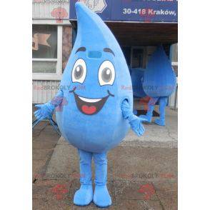 Mascotte de goutte d'eau géante et souriante. Costume de goutte