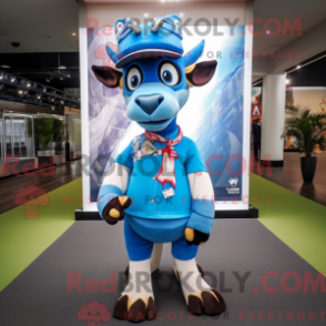 Fantasia de mascote de okapi azul-celeste com saia curta e chapéus - Mascotes Okapi - REBROKO_232293 - RedBrokoly.com