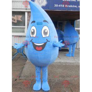 Mascotte de goutte d'eau géante et souriante. Costume de goutte