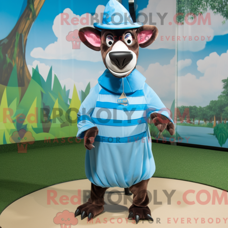 Fantasia de mascote de okapi azul-celeste com saia curta e chapéus - Mascotes Okapi - REBROKO_232295 - RedBrokoly.com