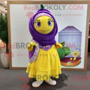Fantasia de mascote de limão roxo com saia e xales - Mascotes de limão - REBROKO_232311 - RedBrokoly.com