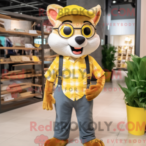 Gul Weasel maskot kostume...