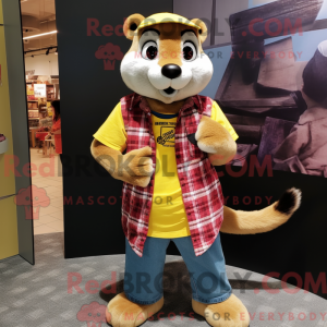 Gul Weasel maskot kostume...