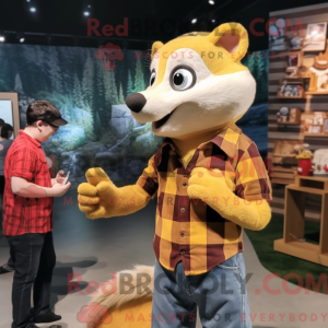 Gul Weasel maskot kostume...