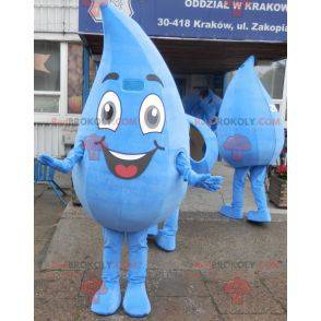 Mascotte de goutte d'eau géante et souriante. Costume de goutte