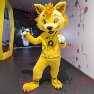 Gul Lynx maskot kostume...