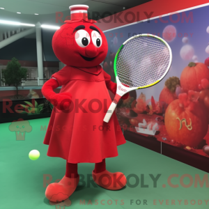 Rød tennisracket...