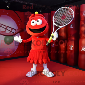 Rød tennisracket...