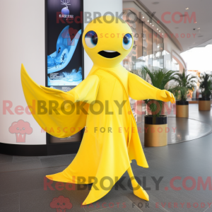 Gul Manta Ray maskot...