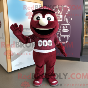 Maroon Cod maskotdraktfigur...