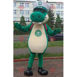 Green crocodile mascot with a captain's cap - Redbrokoly.com