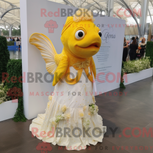 Gul guldfisk maskot kostume...