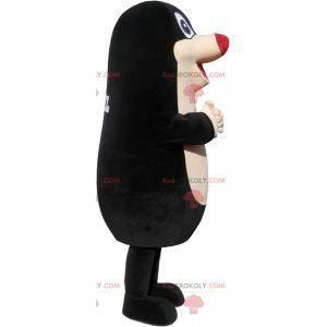 Mascote da toupeira gigante. Terno preto e branco -