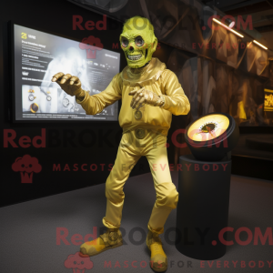 Gold Zombie maskot kostume...
