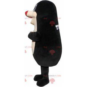 Mascote da toupeira gigante. Terno preto e branco -