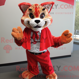 Rød Bobcat maskot kostume...