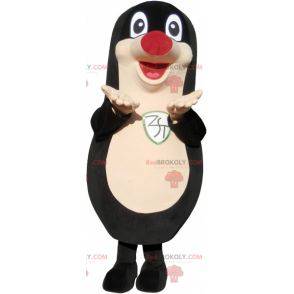 Mascote da toupeira gigante. Terno preto e branco -